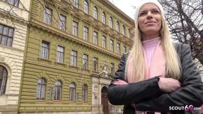 German Scout – Extrem schlanke Lucy bei echten Strassen Casting für Geld gefickt
