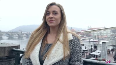 German Scout – Riesen Natur Titten Teen Josephine bei Strassen Casting für Geld gefickt