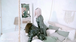 Latex Dominatrix plays with her Rubber toy. Positive FemDom RolePlay.