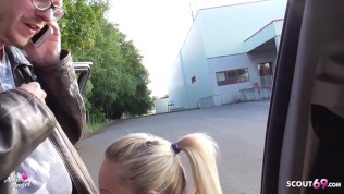 Public Double Blowjob from Two German Teen by Stranger Guy