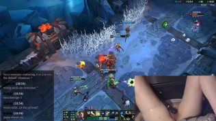 Girl plays League of Legends with Vibrator slowly massaging her clit
