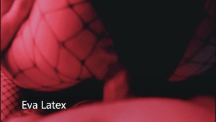 Eva Latex sucked cock POV fucked her pussy and feet grid latex mask fetish milf ebony german blowjob
