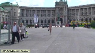 Lucie – Naughty blonde babe naked in public