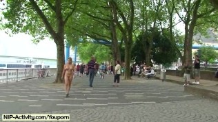 Hot public nudity with horny blonde babe