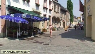 Hot public nudity with sweet blonde hanka