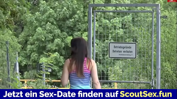 German Teen Sucks and Fucks Outdoors. Cum in mouth